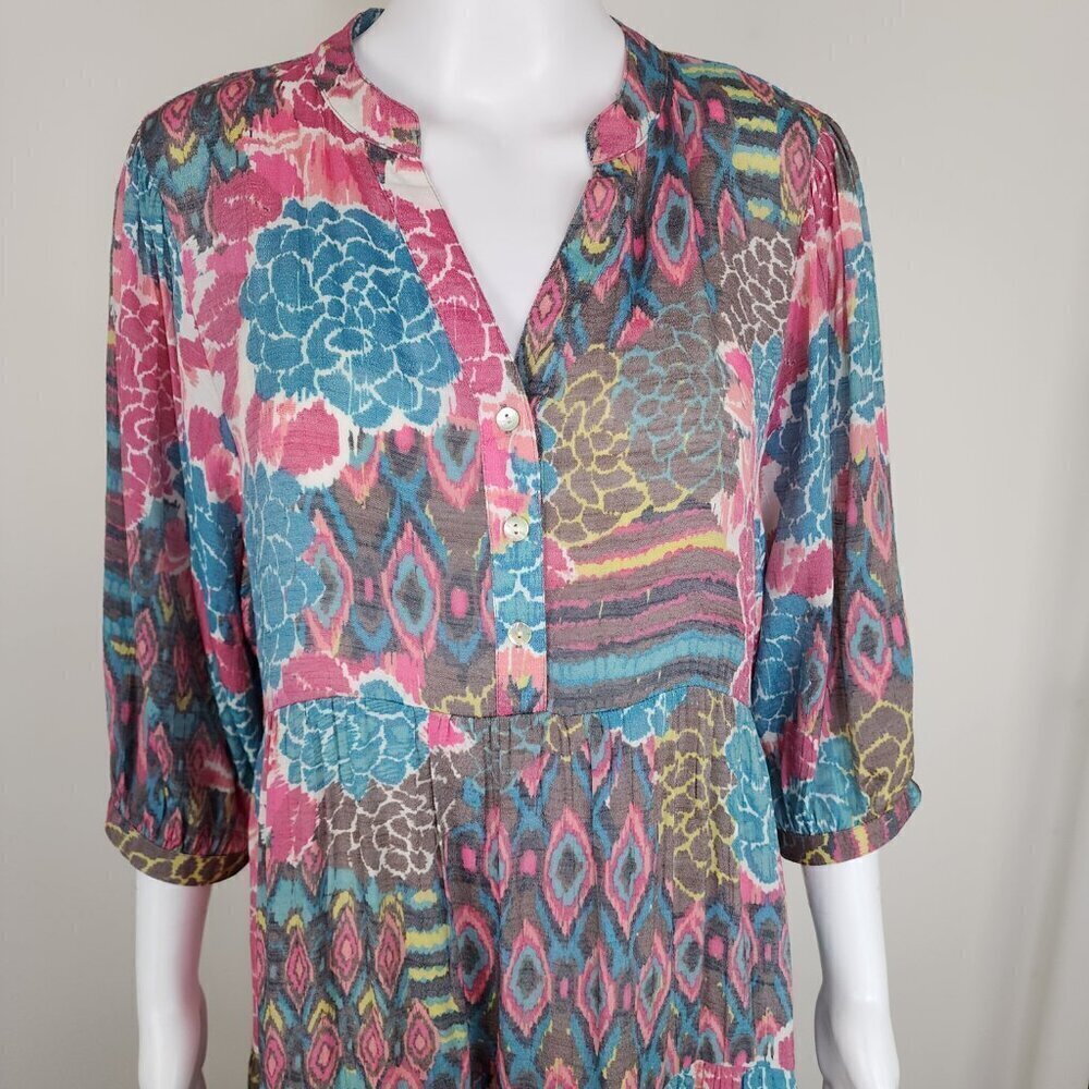 Anthropologie Figueroa and Flower Tiered Dress Floral Boho Size Medium - Picture 3 of 12